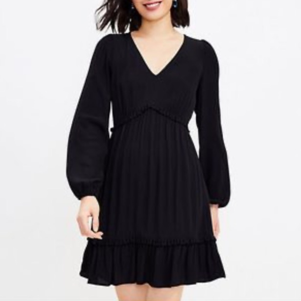 NWT Loft Black Ruffle Dress